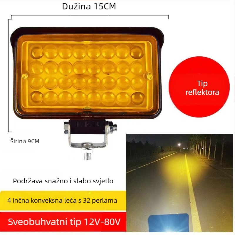 Višestruki LED spot za vozila – 144W, 12–80V, IP67, avionski aluminij, trajanje 30000h