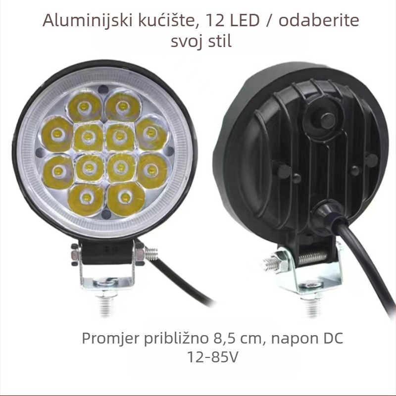 Višestruki LED spot za vozila – 144W, 12–80V, IP67, avionski aluminij, trajanje 30000h