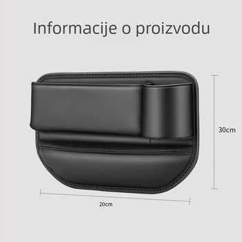 Kutija za skladištenje u prostoru između sjedala automobila, od prave kože, prilagodljiva, mogućnost tiskanja logotipa