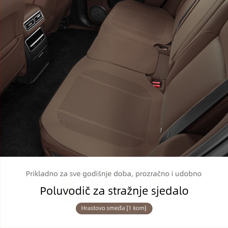 Protukluzna podloga za tablu automobila za središnju konzolu s mjestom za telefon i parfem — plosnati minimalistički stil, kožna površina, punilo od prirodnih vlakana, prilagodljivo, ventilacija