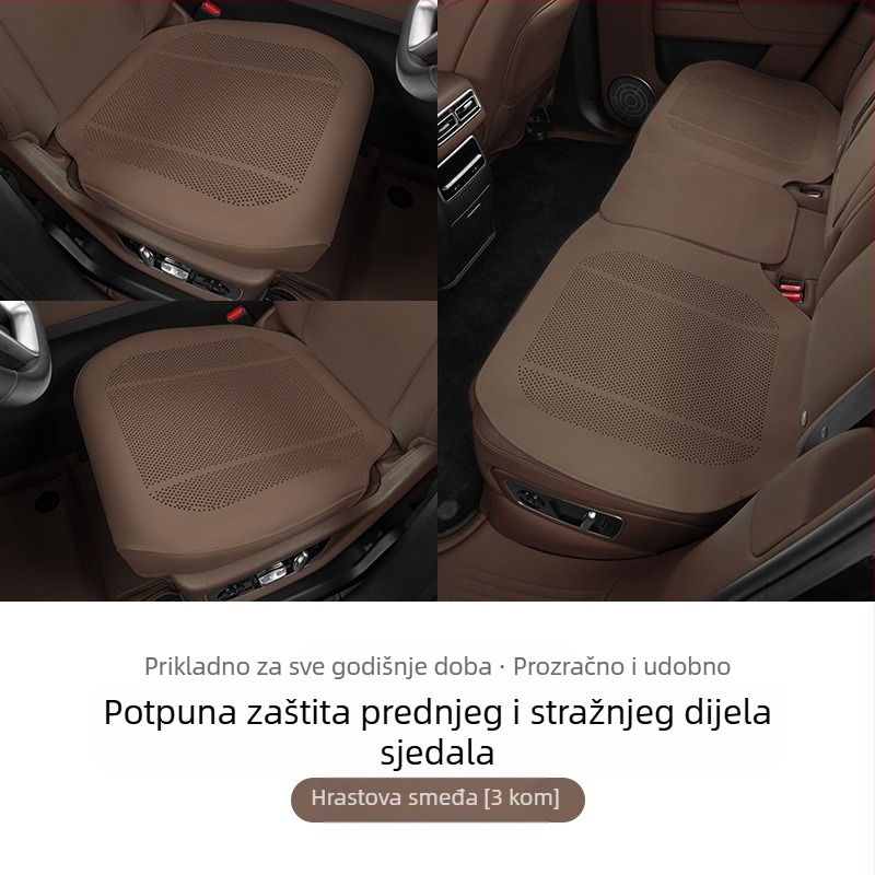 Protukluzna podloga za tablu automobila za središnju konzolu s mjestom za telefon i parfem — plosnati minimalistički stil, kožna površina, punilo od prirodnih vlakana, prilagodljivo, ventilacija