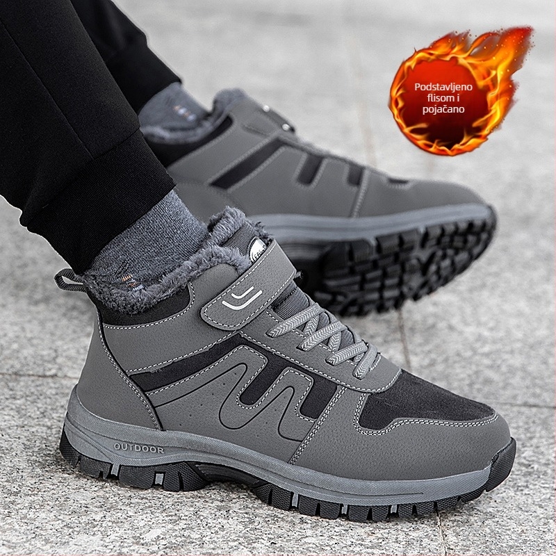 Ženske zimske čizme za snijeg s podstavom od umjetnog krzna, gornji dio od mikrovlakana, gumeni potplat, niski gležanj, zaobljeni vrh