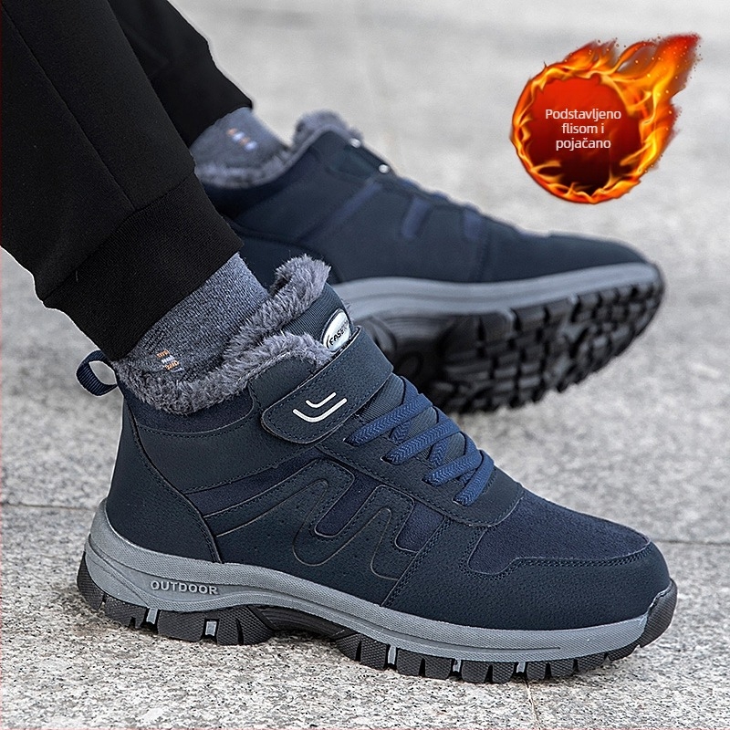 Ženske zimske čizme za snijeg s podstavom od umjetnog krzna, gornji dio od mikrovlakana, gumeni potplat, niski gležanj, zaobljeni vrh