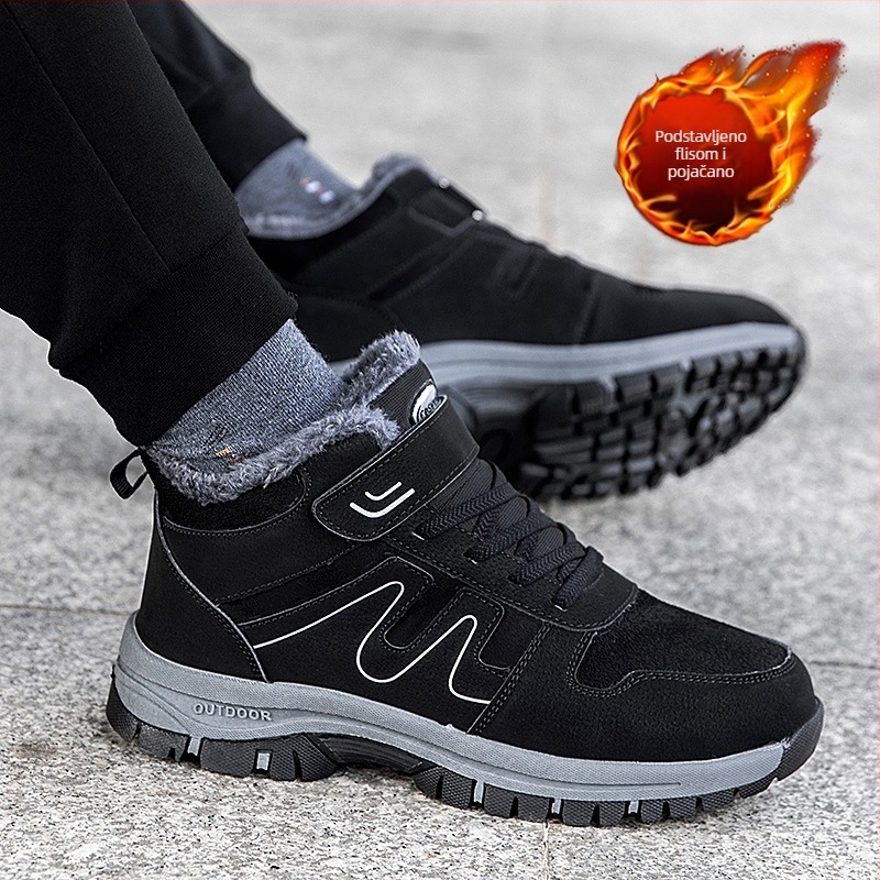 Ženske zimske čizme za snijeg s podstavom od umjetnog krzna, gornji dio od mikrovlakana, gumeni potplat, niski gležanj, zaobljeni vrh