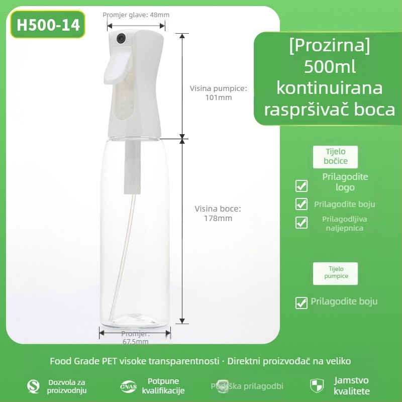 Sprej boca s mat završnim slojem, PET materijal, sitotisak, porijeklo Zhejiang, brenda Senjia Plastic Industry, bez prilagođavanja