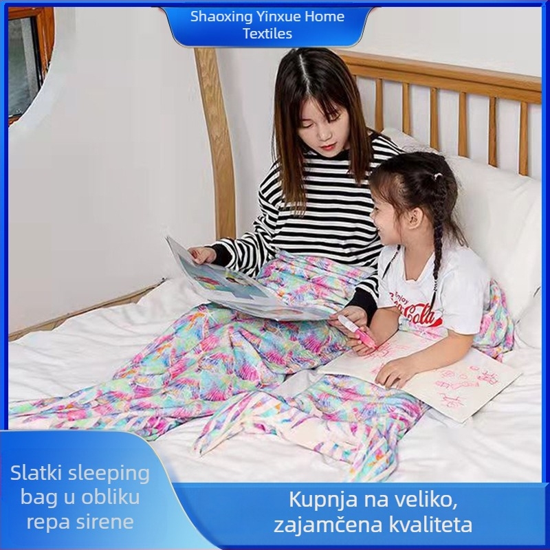 Deka s repom sirene – mekana, udobna, nježna prema koži, topla za djecu i odrasle, slatka kućna deka