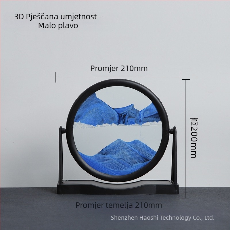 Staklena pješčana slika s tekućim pijeskom za dnevni boravak, 3D dinamičko umjetničko djelo s geometrijskim dizajnom (Materijal: Staklo; Proizvodni postupak: Brušenje; Površina: Poliranje; Viseći oblik: Ozdoba; Stil: Geometrija)