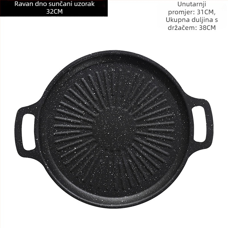 Okrugli grill tigan za kampiranje – prijenosni, bezdimni, s protivljeplivim premazom, lako se čisti