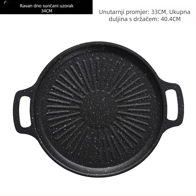 Okrugli grill tigan za kampiranje – prijenosni, bezdimni, s protivljeplivim premazom, lako se čisti