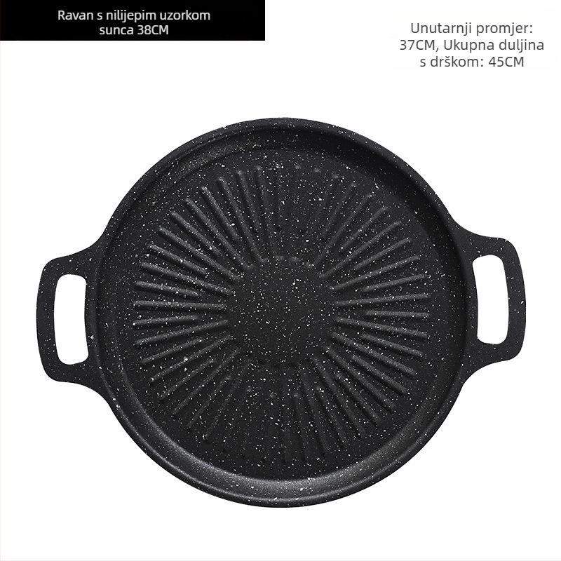 Okrugli grill tigan za kampiranje – prijenosni, bezdimni, s protivljeplivim premazom, lako se čisti