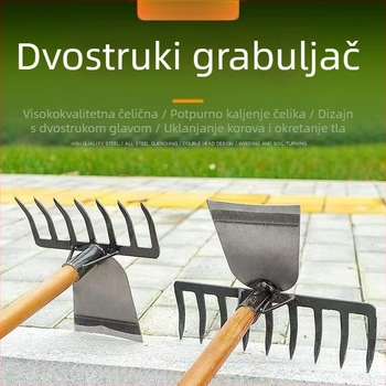 Čelične grablje s deset zuba — višenamjenski alat za olabavljenje tla