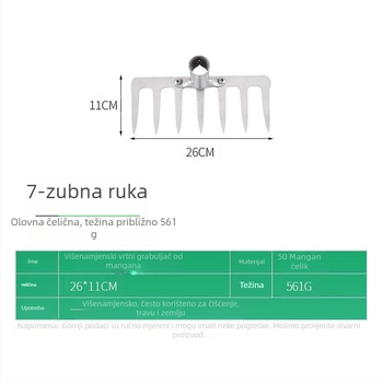 Čelične grablje s deset zuba — višenamjenski alat za olabavljenje tla