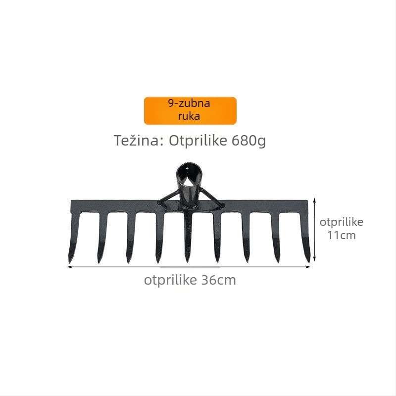 Čelične grablje s deset zuba — višenamjenski alat za olabavljenje tla