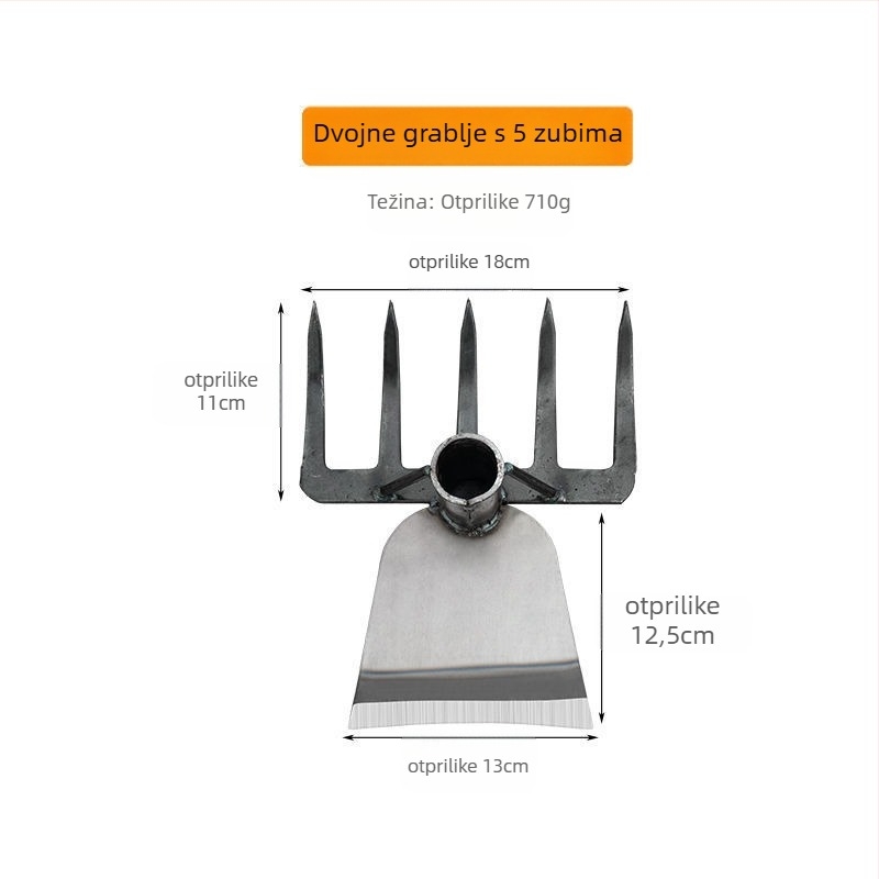 Čelične grablje s deset zuba — višenamjenski alat za olabavljenje tla