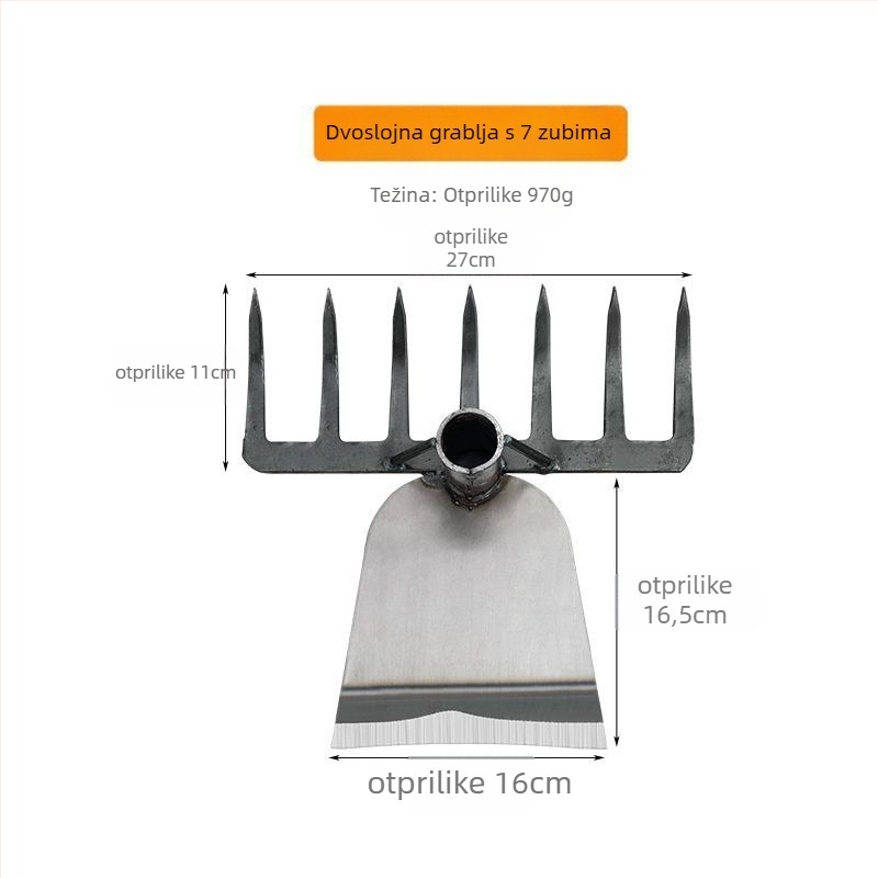 Čelične grablje s deset zuba — višenamjenski alat za olabavljenje tla