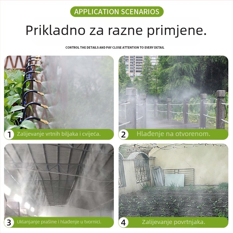 Mikro-raspršiva serija za navodnjavanje s podesivim kutem, 360° univerzalna mlaznica, brza instalacija plug-in, automatski raspršivač za kućnu baštu