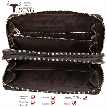 Duga kožna novčanik s dvostrukim zatvaračem, model 4009, podstava: najlon, brend: Tiding