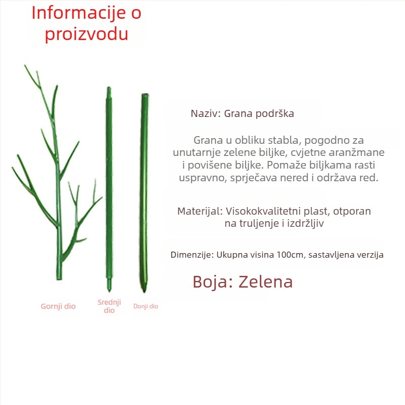 Stup za podršku biljaka – plastični štap, za balkon i kućnu vrtlarstvo, podrška protiv padanja biljaka