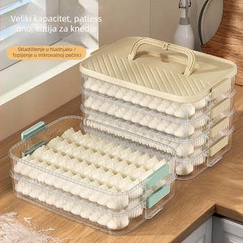 Kutija za pohranu dumplingsa – prijenosna, vakuumski zatvarač, višeslojna, plast za hranu, pogodno za zamrzavanje