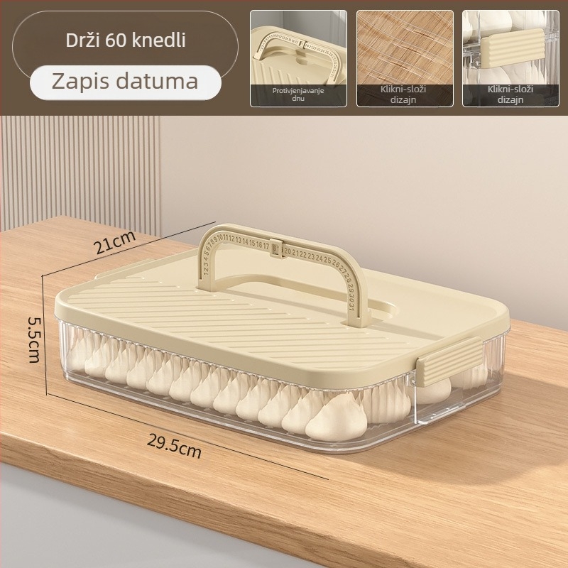 Kutija za pohranu dumplingsa – prijenosna, vakuumski zatvarač, višeslojna, plast za hranu, pogodno za zamrzavanje
