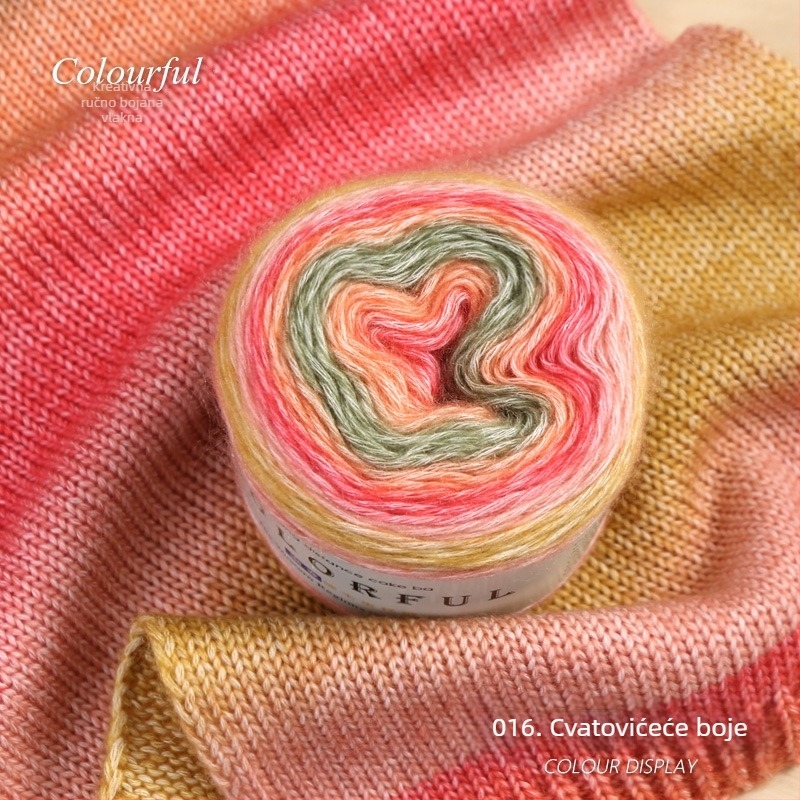 Gomilica vune s gradientnom bojom za ručno pletenje – Spray-spun, srednja debljina