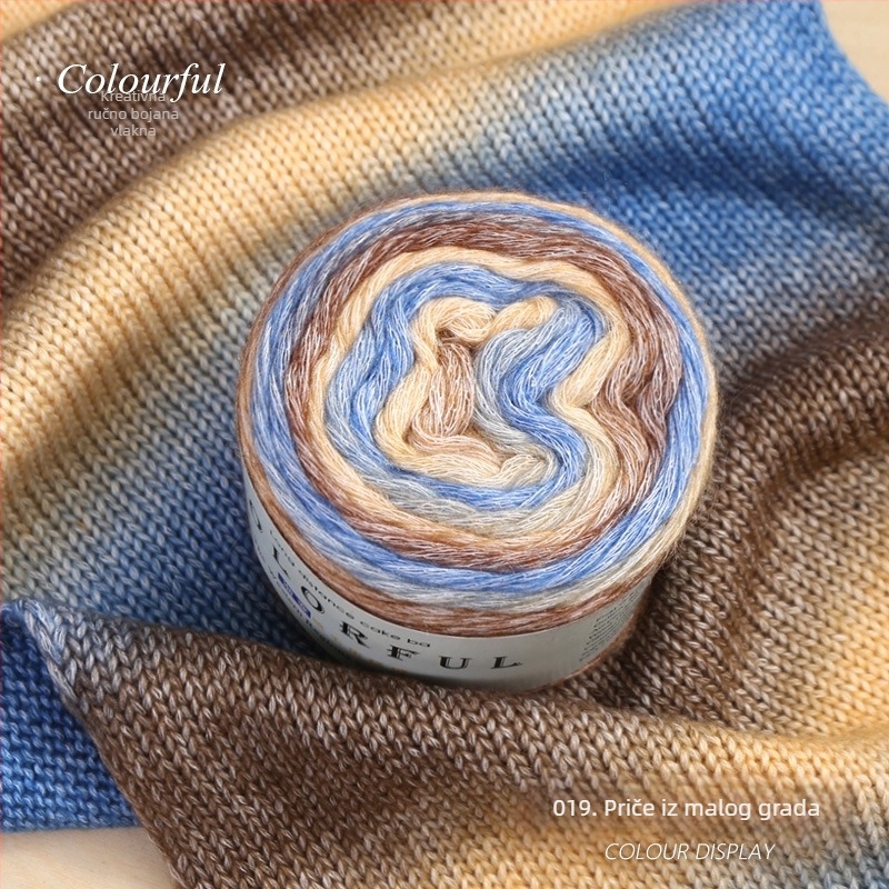 Gomilica vune s gradientnom bojom za ručno pletenje – Spray-spun, srednja debljina
