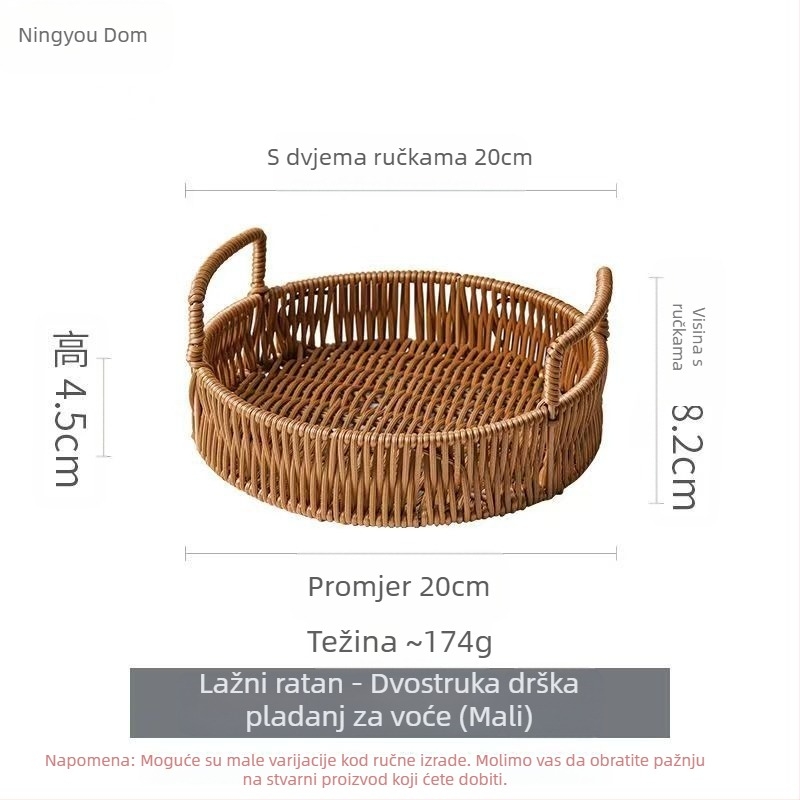 Koš za pohranu s ratanskim izgledom na stolu, pladanj za voće i povrće, PP tkanina, moderan stil.