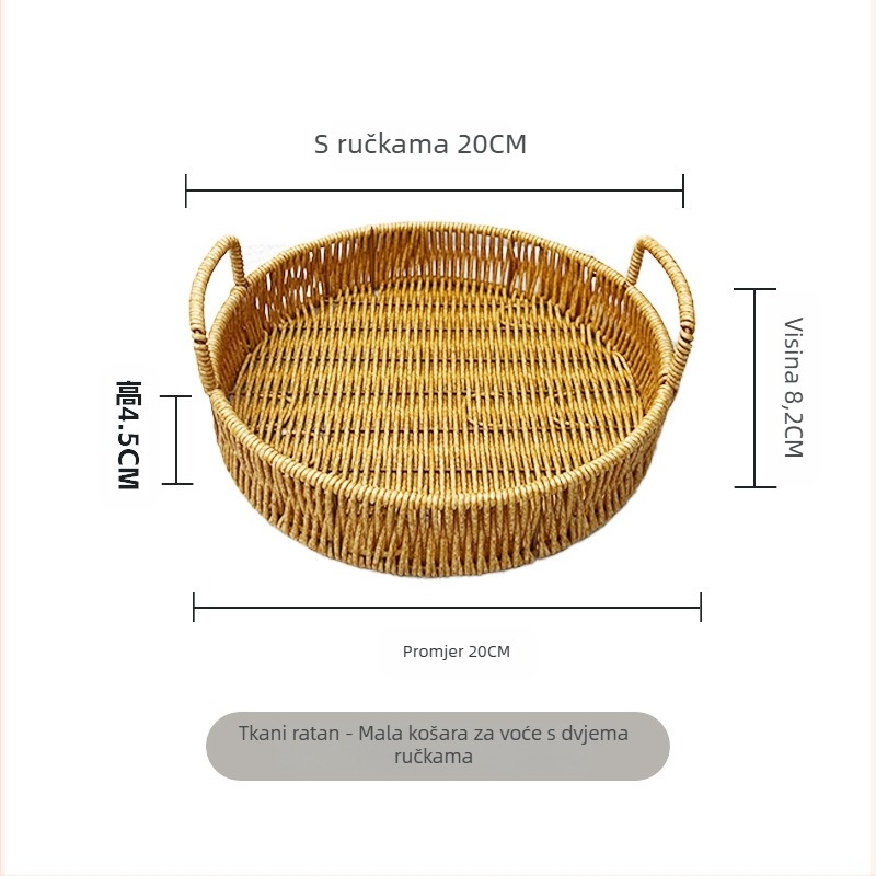 Koš za pohranu s ratanskim izgledom na stolu, pladanj za voće i povrće, PP tkanina, moderan stil.
