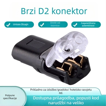 Beef time LED D2 brzi konektor – 1-pin terminal za kabel-kabel, izravno plug-in spajanje, izolacijski materijal: visoka čistoća fosfornog bakra, opseg vodiča 0,35–0,75 mm, za LED rasvjetu