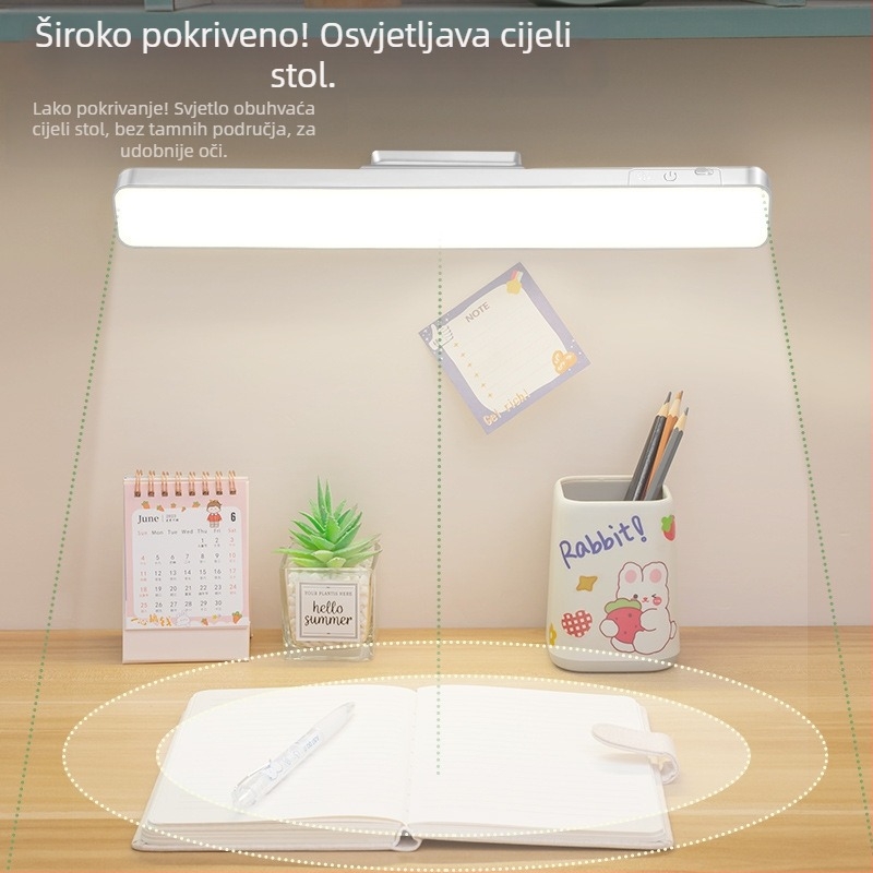 LED stolna lampica s magnetskim držačem, zaštita očiju, dodirni prekidač, podešavanje jačine, ugrađena litijska baterija