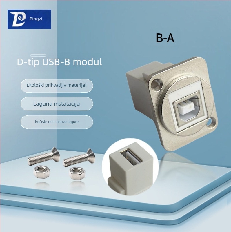 D-tipa USB 2.0 modul za prijenos podataka, kutni konektor s vijcima i dvostruka utičnica