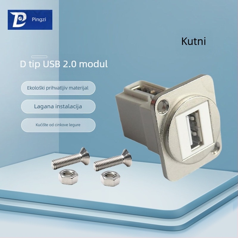 D-tipa USB 2.0 modul za prijenos podataka, kutni konektor s vijcima i dvostruka utičnica