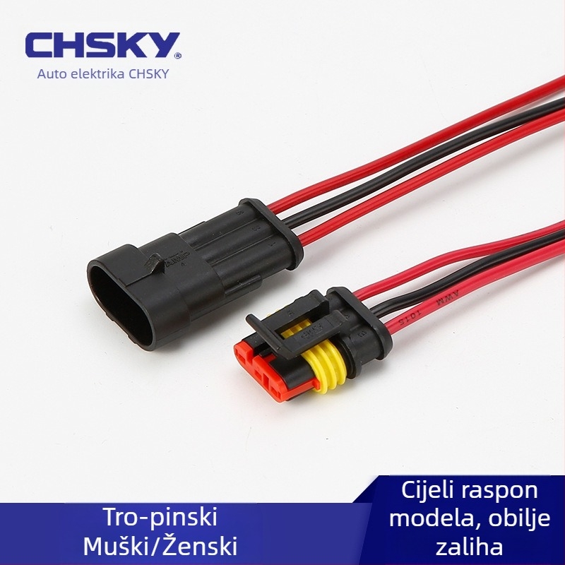 Automobilski vodootporni konektor, serija 1.5, HID utikač i utičnica, AMP muški i ženski