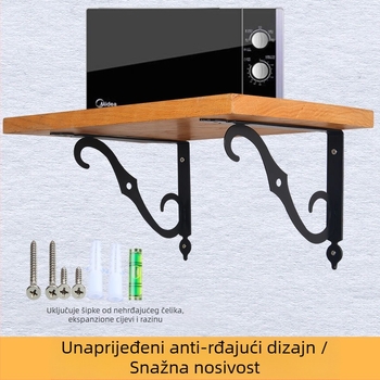 Željezni trokutasti zidni nosač police, model 2558, za zid, moderan minimalistički stil, završna obrada sprej