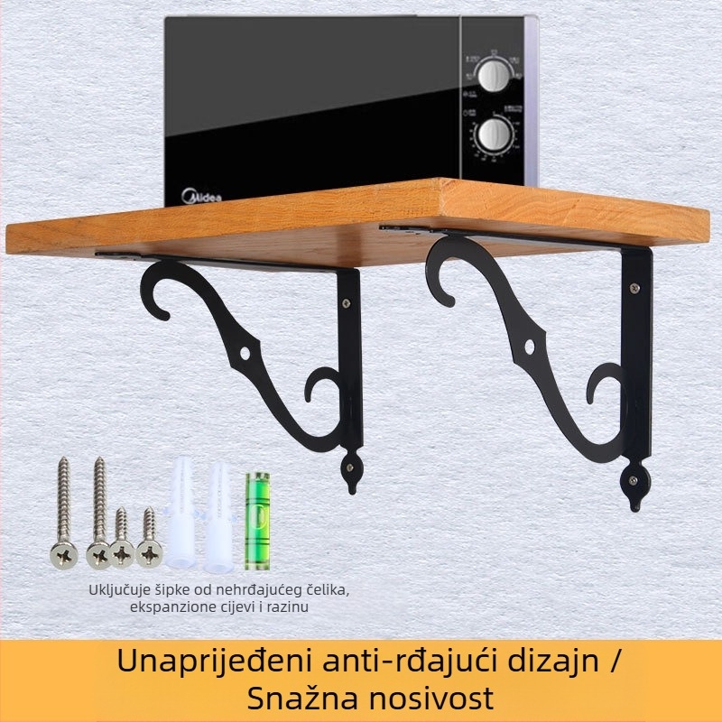 Željezni trokutasti zidni nosač police, model 2558, za zid, moderan minimalistički stil, završna obrada sprej