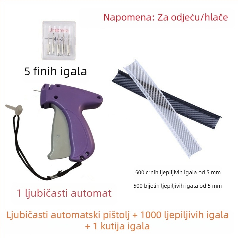 Alat za injekcijsko označavanje etiketa s finom iglom za odjeću i ručnike, plastika, moderni minimalistički dizajn, bez prilagodbe, bez logotipa