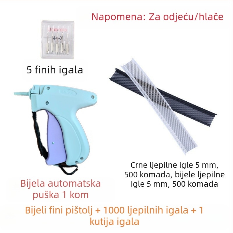 Alat za injekcijsko označavanje etiketa s finom iglom za odjeću i ručnike, plastika, moderni minimalistički dizajn, bez prilagodbe, bez logotipa