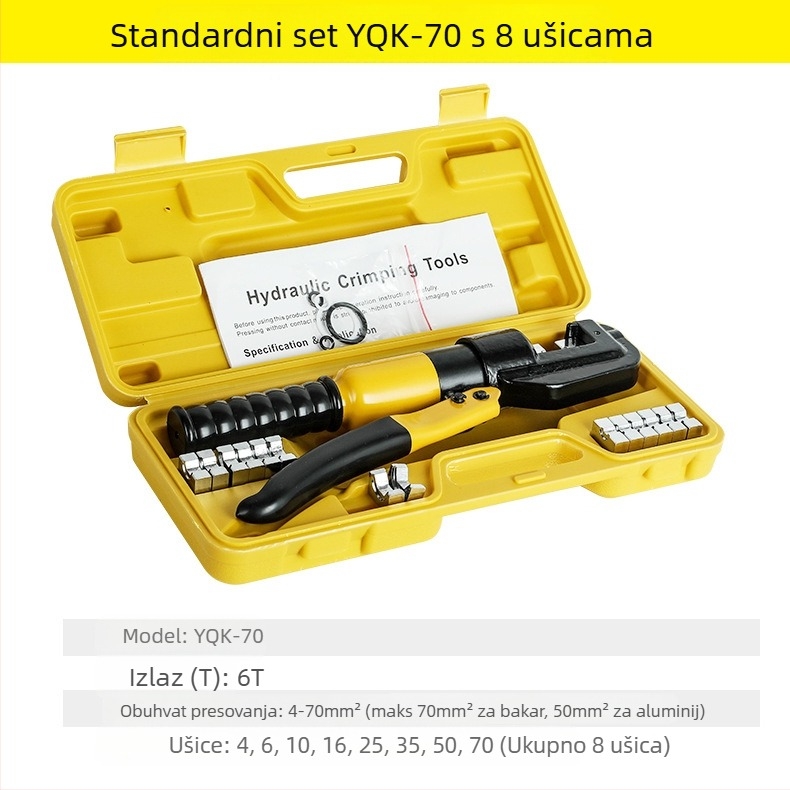 Ručne hidraulične kliješte za lisanje kabelā s bakreno-aluminijskim vrhovima – 40Cr, model YQK70120240300, kabeli 4–70 mm², prijenosni električni alat