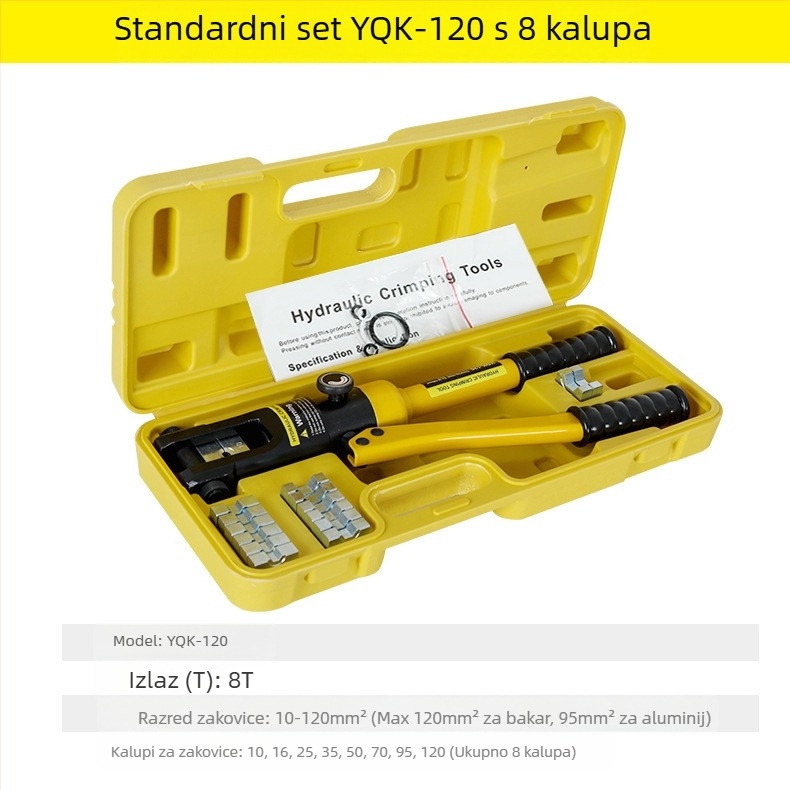 Ručne hidraulične kliješte za lisanje kabelā s bakreno-aluminijskim vrhovima – 40Cr, model YQK70120240300, kabeli 4–70 mm², prijenosni električni alat