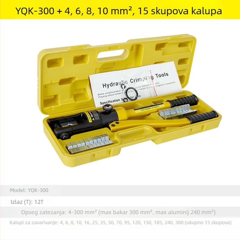 Ručne hidraulične kliješte za lisanje kabelā s bakreno-aluminijskim vrhovima – 40Cr, model YQK70120240300, kabeli 4–70 mm², prijenosni električni alat