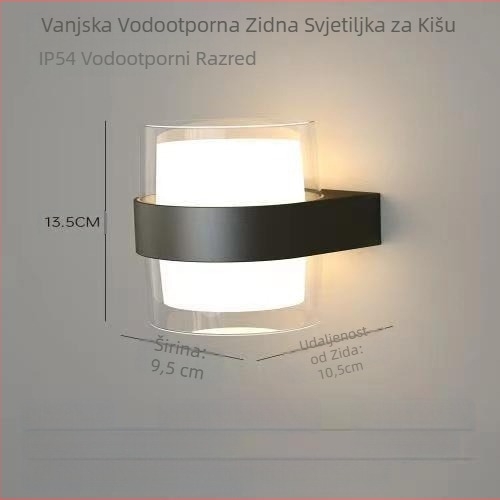 Vanjska zidna svjetiljka, nordijski minimalistički dizajn za hodnike, kućište ABS, bez dimmera, radni vijek preko 36 sati