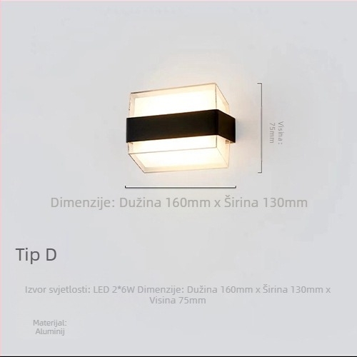 Vanjska zidna svjetiljka, nordijski minimalistički dizajn za hodnike, kućište ABS, bez dimmera, radni vijek preko 36 sati