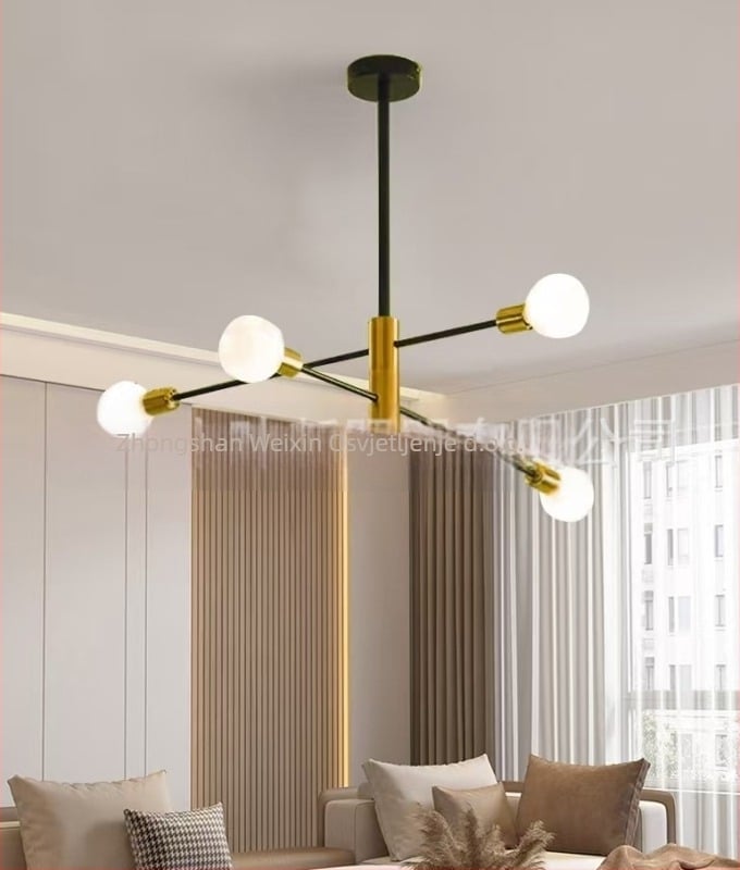 Luster od kovanog željeza, LED rasvjeta, 110V, više-glava, domet 15–30㎡, model BK3090