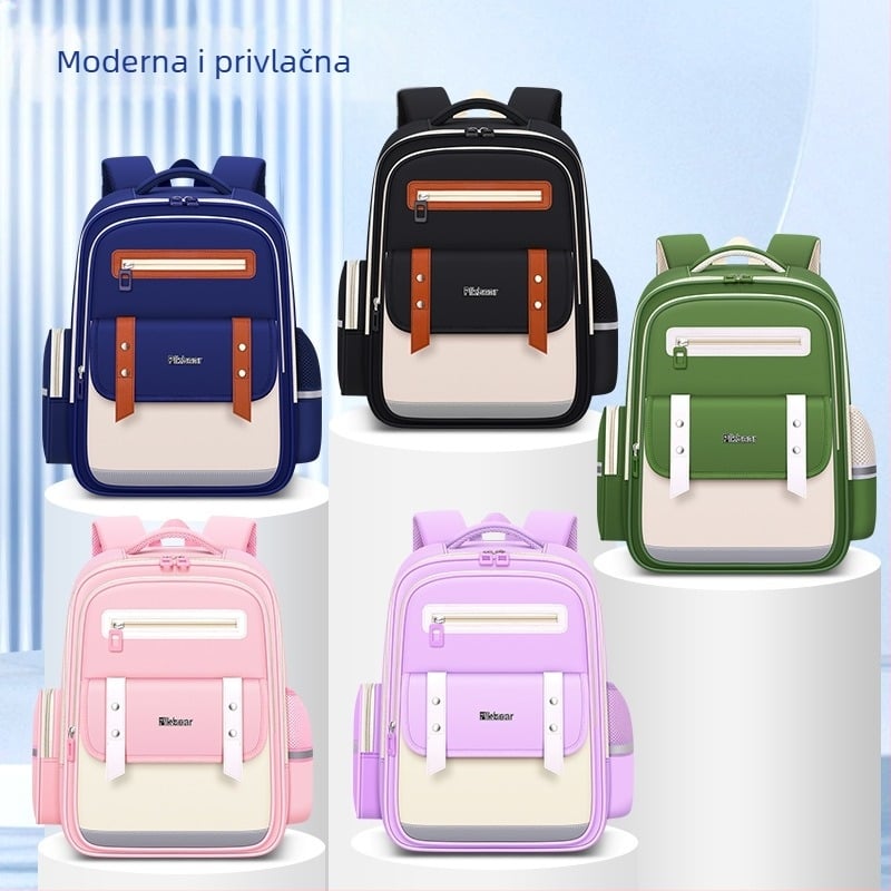 PIKBEAR Školska torba za učenike 1.–6. razreda s zaštitom leđa – prozračan Oxford plat, vodootporan, ultra lagan, proširiva (Uzorak: Životinje; Podstava: Nylon)
