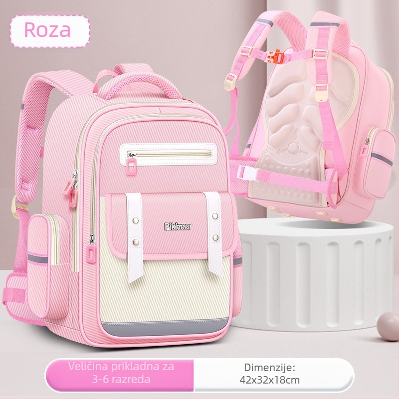 PIKBEAR Školska torba za učenike 1.–6. razreda s zaštitom leđa – prozračan Oxford plat, vodootporan, ultra lagan, proširiva (Uzorak: Životinje; Podstava: Nylon)