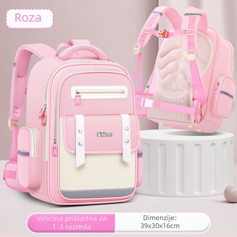 PIKBEAR Školska torba za učenike 1.–6. razreda s zaštitom leđa – prozračan Oxford plat, vodootporan, ultra lagan, proširiva (Uzorak: Životinje; Podstava: Nylon)