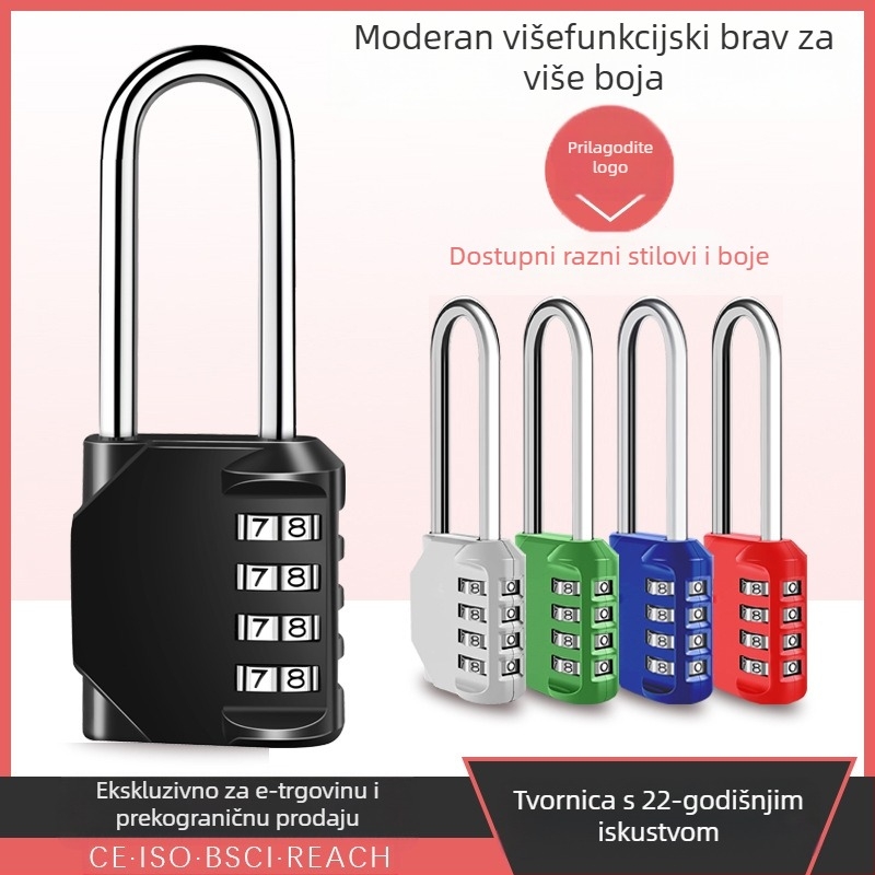 CH-604 cinkovog legura, 4‑digitni mehanički kombinacijski brava za ormariće i prtljagu — debljina zaključnog šipke 6 mm, razmak 20×24 mm