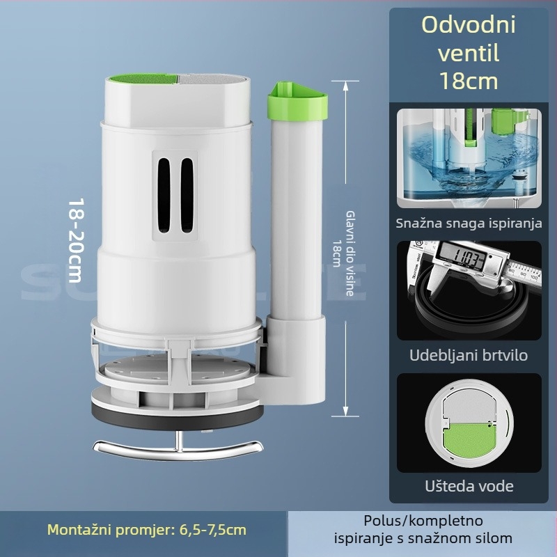 Set ventila za WC: ulazni ventil, ispušni ventil, univerzalna kompatibilnost, plovak spremnika