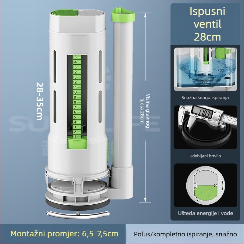 Set ventila za WC: ulazni ventil, ispušni ventil, univerzalna kompatibilnost, plovak spremnika