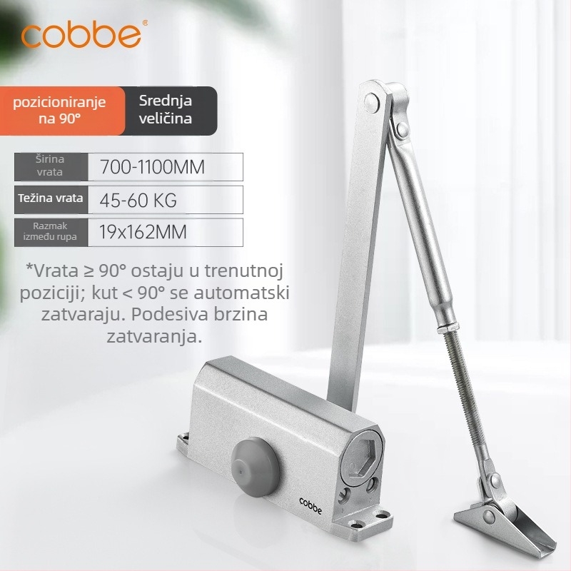 Automatski zatvarač vrata s hidrauličnim amortizerom | lijevani aluminij | Model CL-BMQ01 | Marka Cobbe/Cabe | Moderno minimalistički dizajn | Kućna uporaba